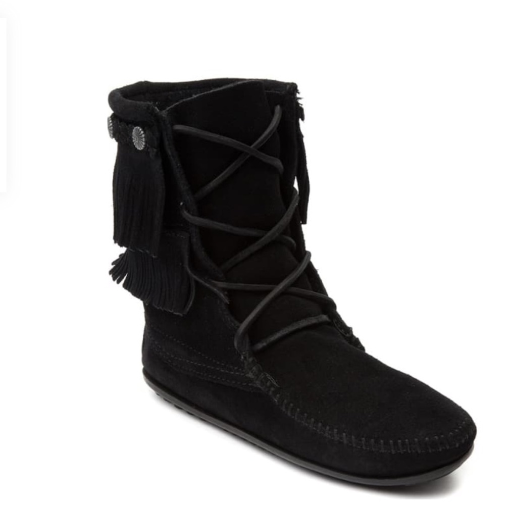 Double Fringe Tramper Boot Black